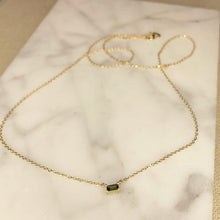Load image into Gallery viewer, Green Tourmaline and 14K Baguette Necklace
