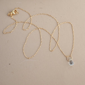 Aquamarine Droplet Necklace