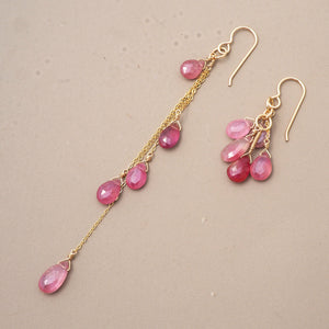 Pink Sapphire Asymmetry Earrings
