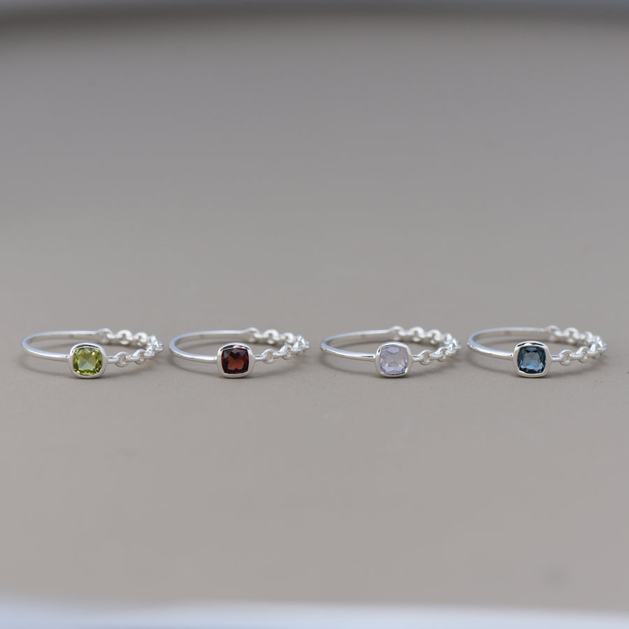 Confluence Rings: four gemstone choices
