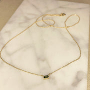 Green Tourmaline and 14K Baguette Necklace