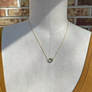 Green Amethyst Coin-Cut Necklace