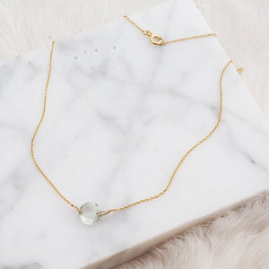 Green Amethyst Coin-Cut Necklace