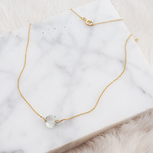 Green Amethyst Disc Necklace