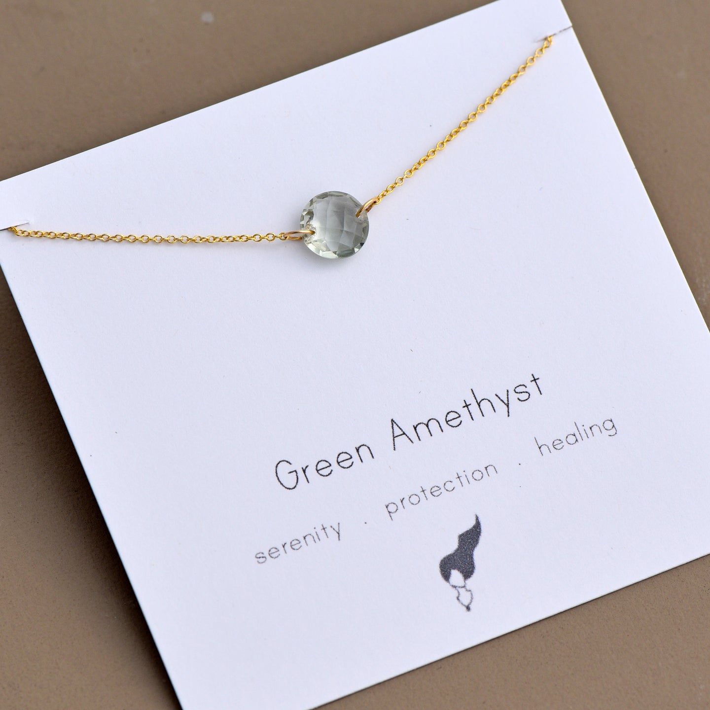 Green Amethyst Coin-Cut Necklace