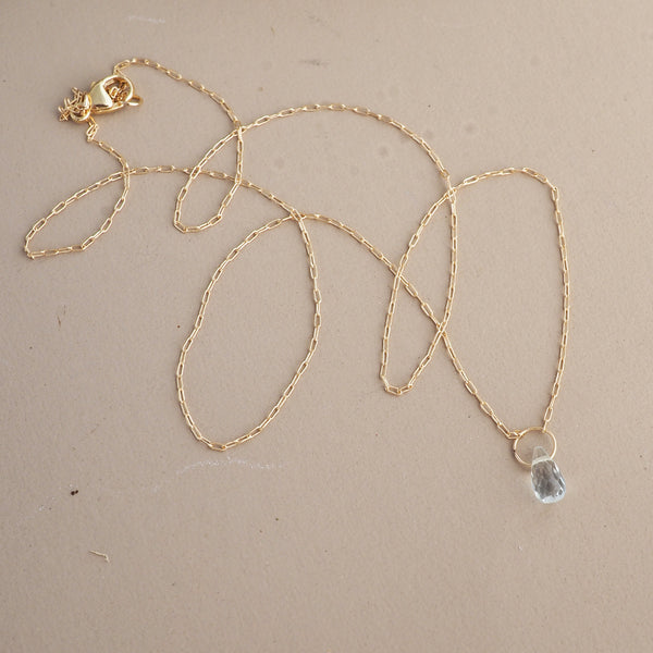 Aquamarine Droplet Necklace