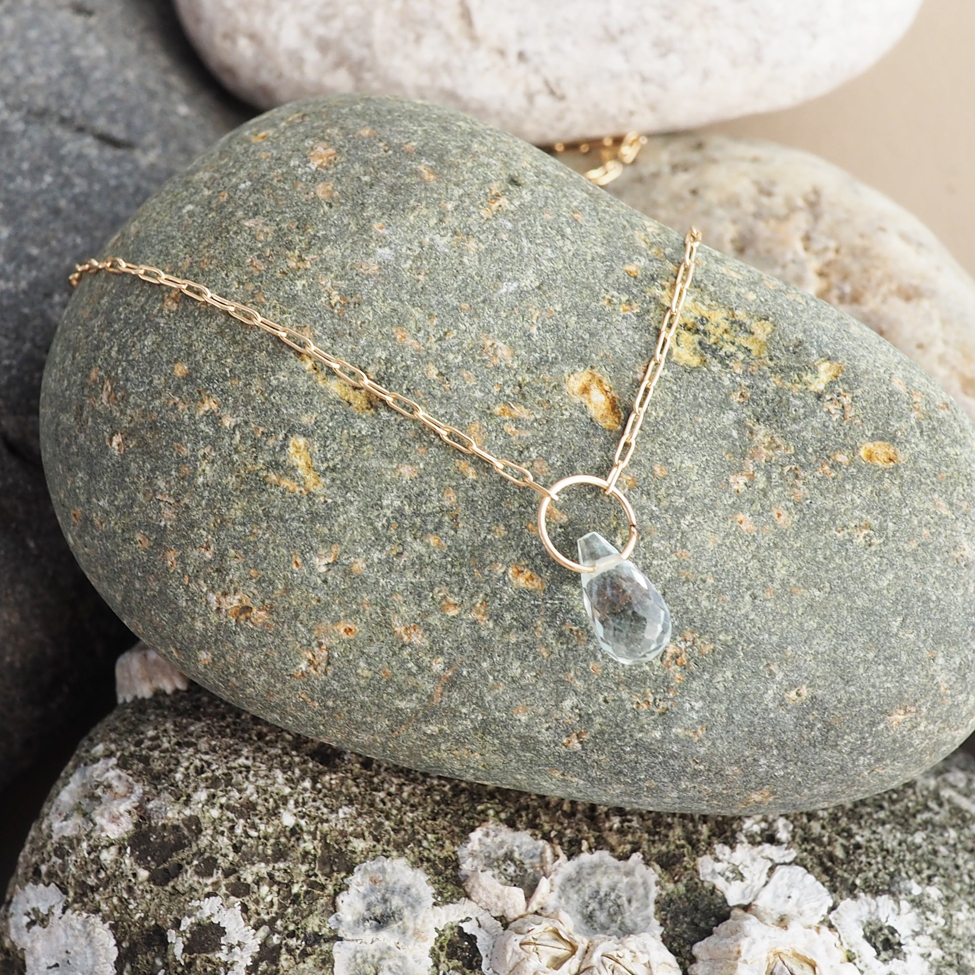 Aquamarine Droplet Necklace