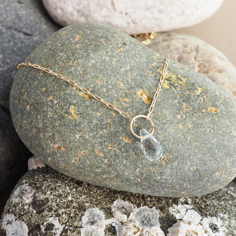 Aquamarine Droplet Necklace