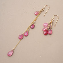 Load image into Gallery viewer, Pink Sapphire Asymmetry Earrings
