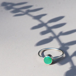 Chrysoprase Solitaire Ring