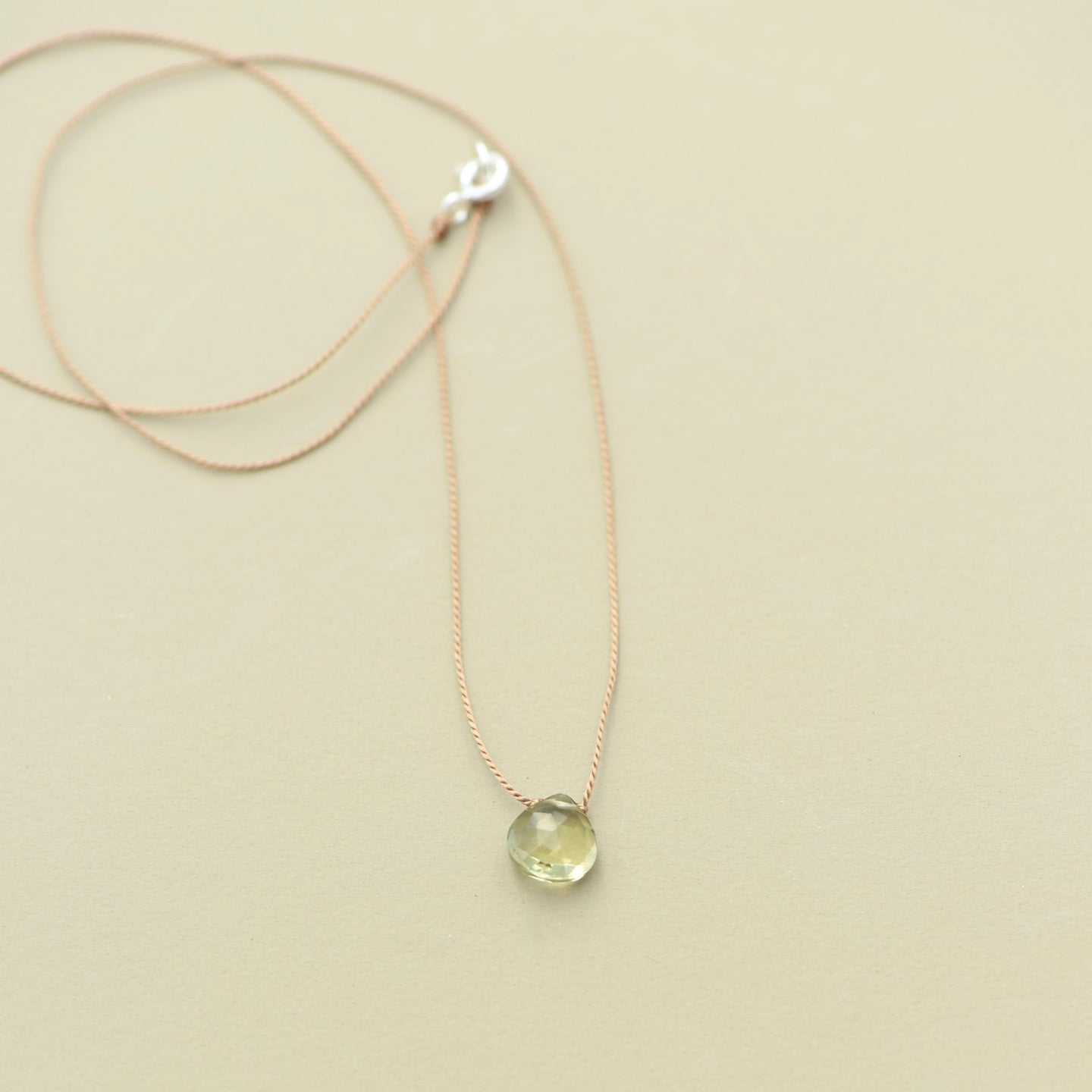 Olive Quartz Teardrop Necklace: integrity