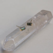 Load image into Gallery viewer, Green Tourmaline and 14K Baguette Studs
