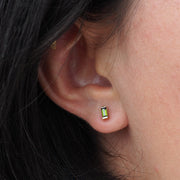 Green Tourmaline and 14K Baguette Studs