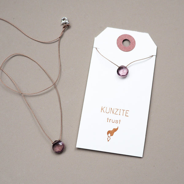 Kunzite Teardrop Necklace: trust
