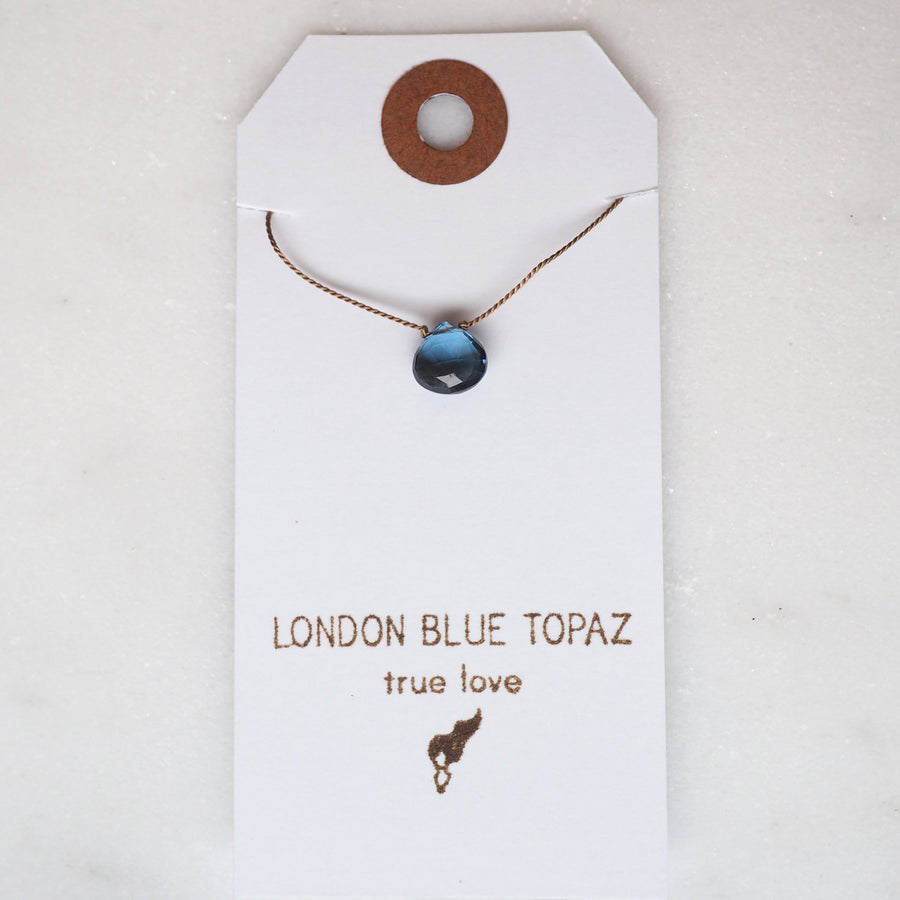 London Blue Topaz Teardrop Necklace: true love