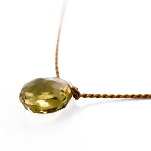 Olive Quartz Teardrop Necklace: integrity