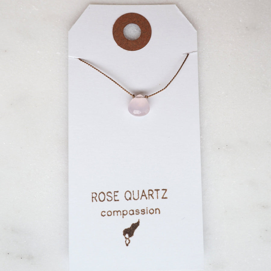 Rose Quartz Teardrop Necklace: compassion